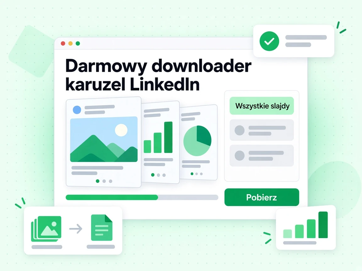 Darmowy downloader karuzel LinkedIn zapisuje karuzelę jako slajdy lub plik PDF