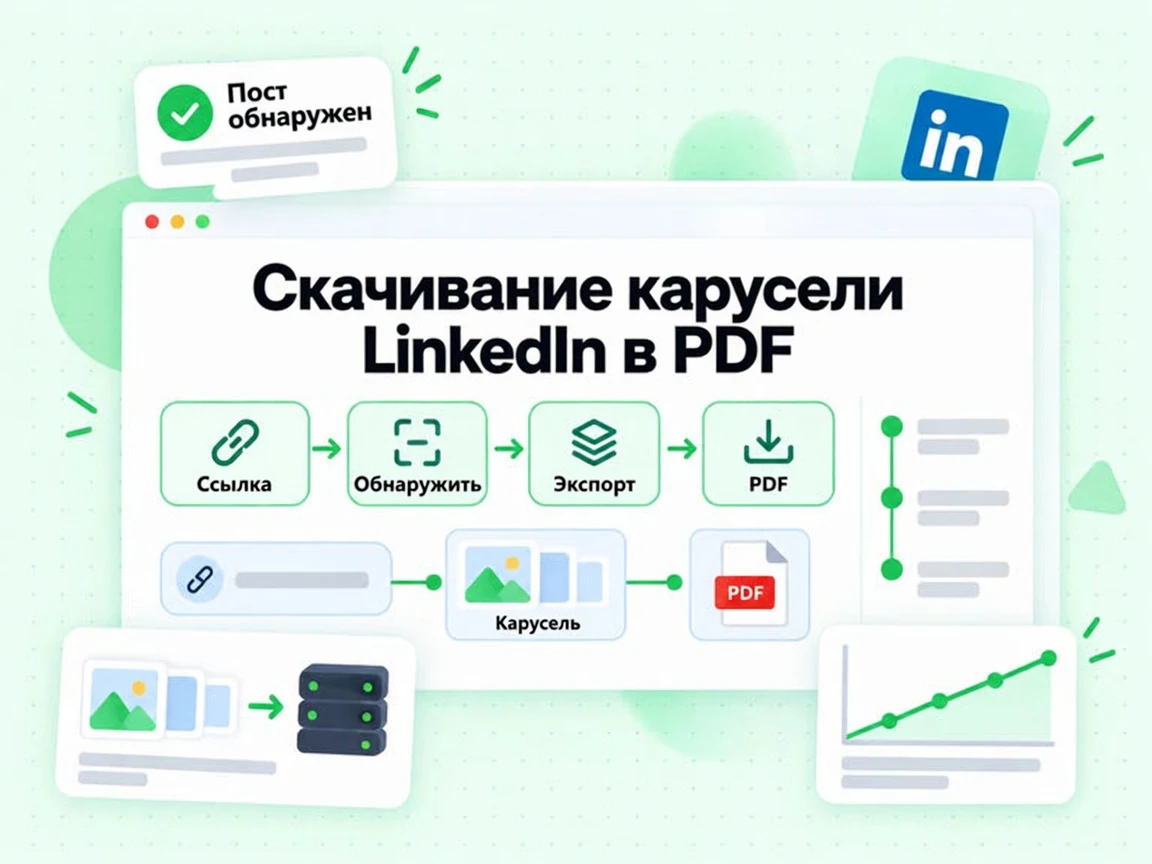 «Скачивание карусели LinkedIn в PDF»: определение типа поста и экспорт файла