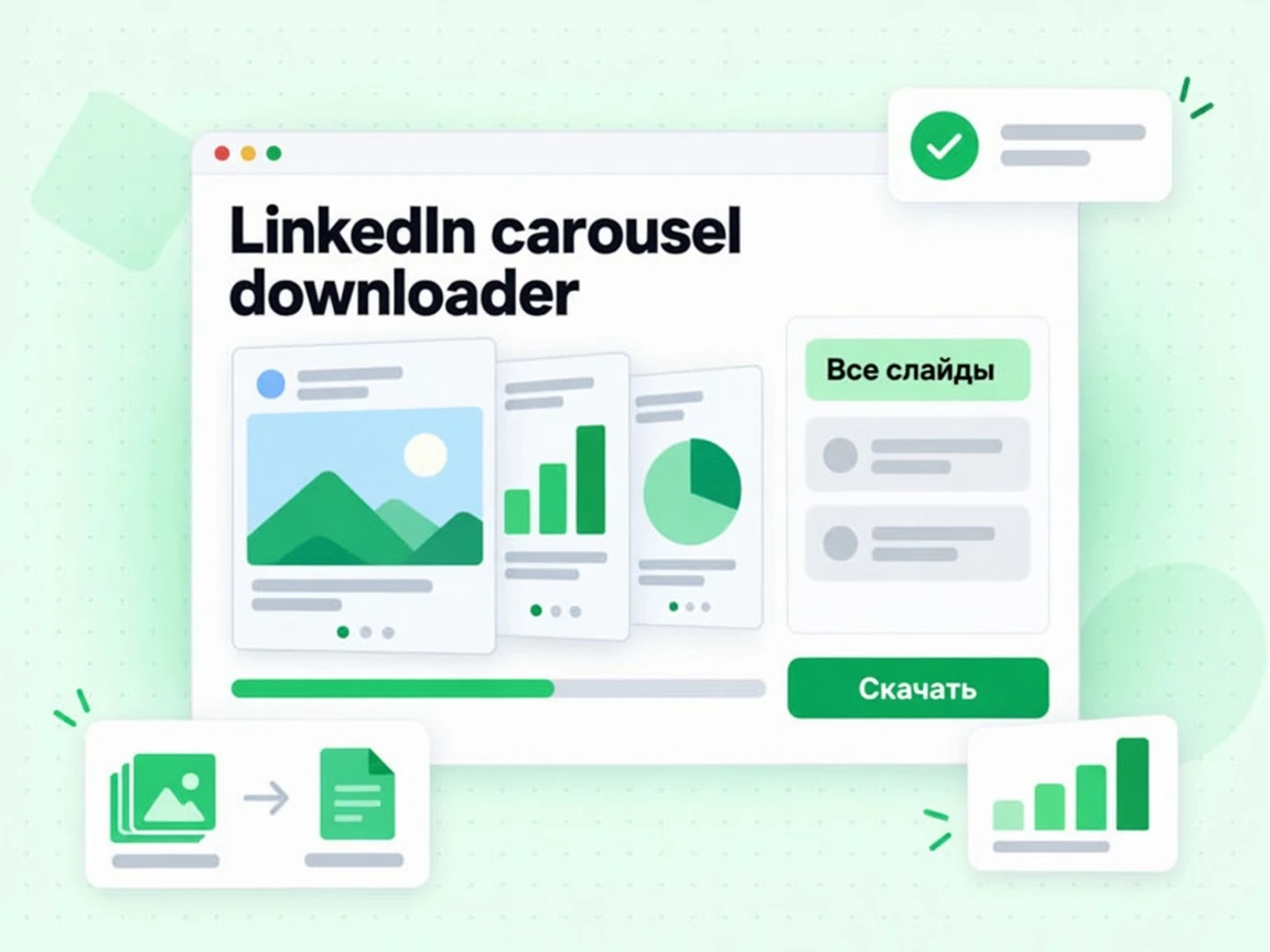LinkedIn carousel downloader сохраняет карусель кнопкой Скачать: Все слайды или PDF