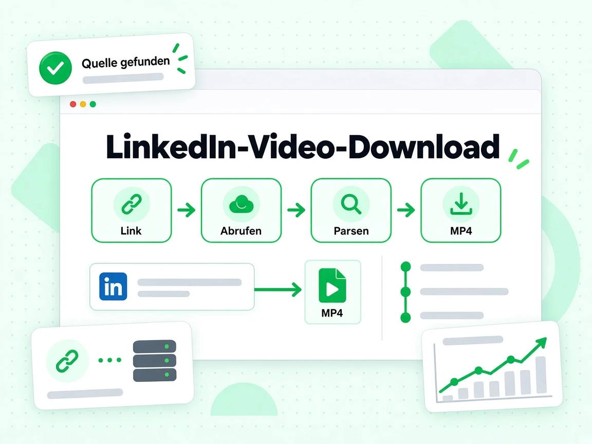 LinkedIn-Video-Download führt vom Post-Link zu einer nativen MP4-Datei