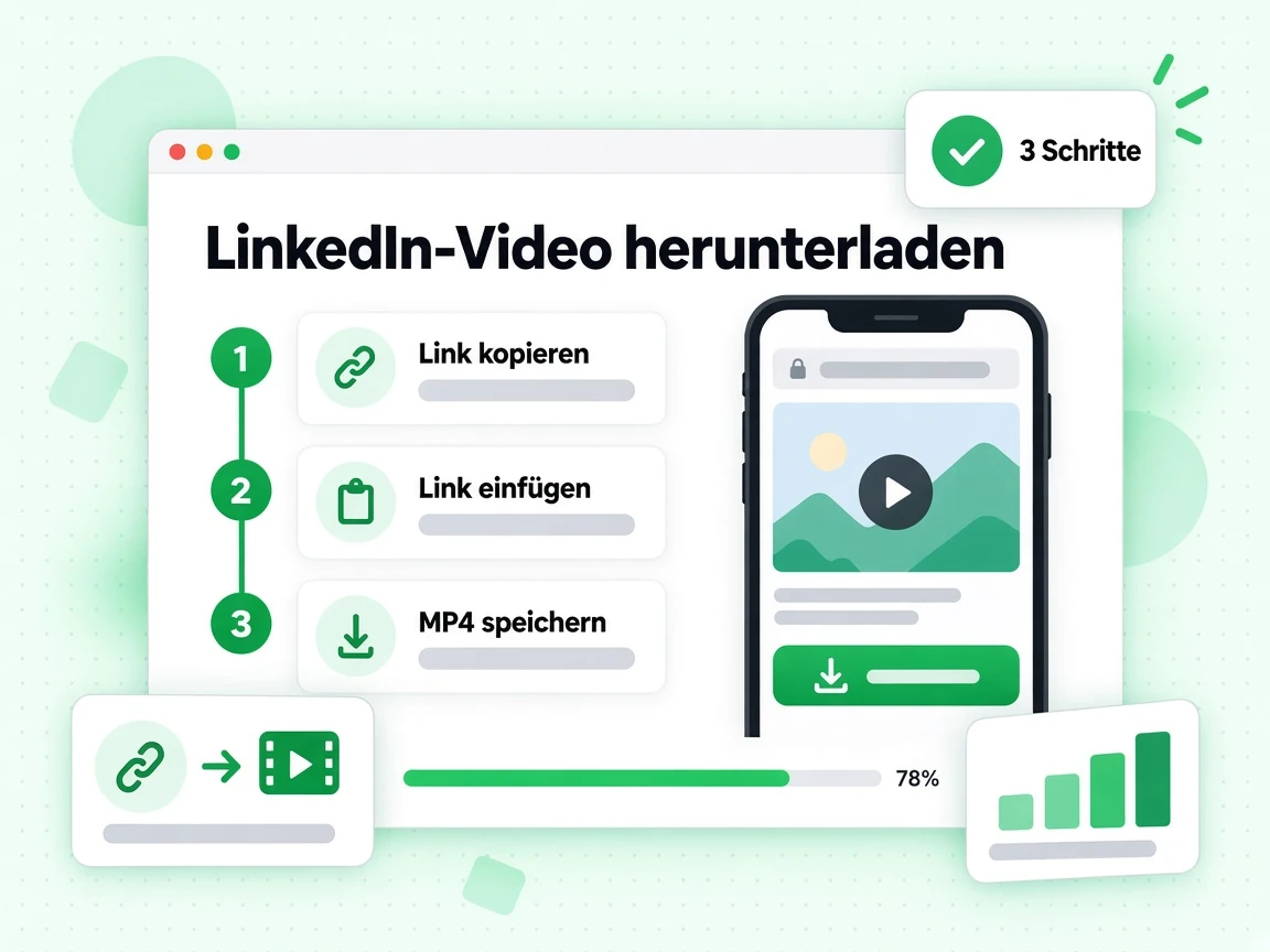 LinkedIn-Video herunterladen in drei Schritten: Link kopieren, einfügen und MP4 speichern
