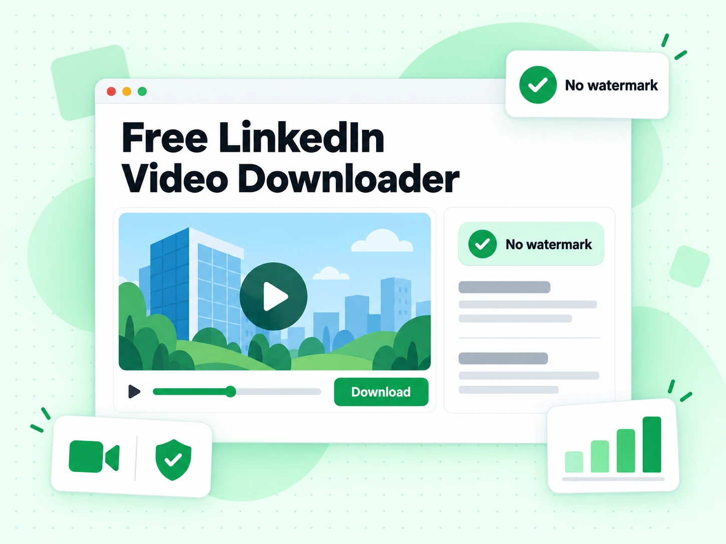 Free LinkedIn Video Downloader saving a public post video without a watermark