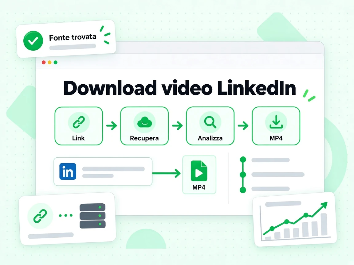 Download video LinkedIn dal link del post al file MP4 nativo, passando da Recupera e Analizza.