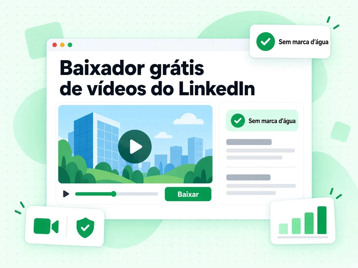Baixador grátis de vídeos do LinkedIn salva o vídeo público do post Sem marca d'água