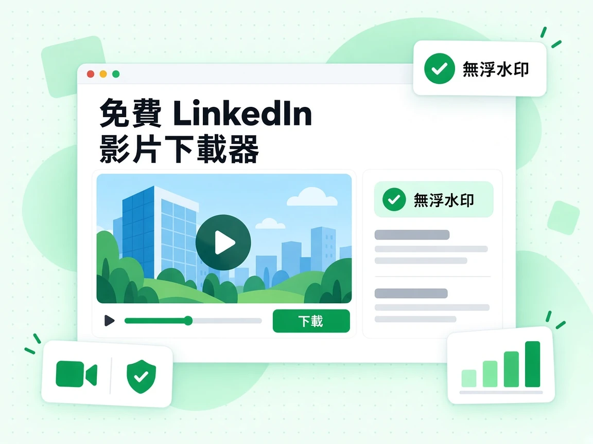 免費 LinkedIn 影片下載器可下載公開貼文影片，並標示無浮水印。