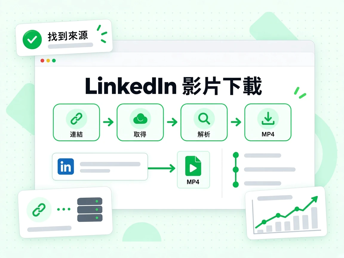 LinkedIn 影片下載從貼文連結經取得與解析，直到找到來源並存成原生 MP4。