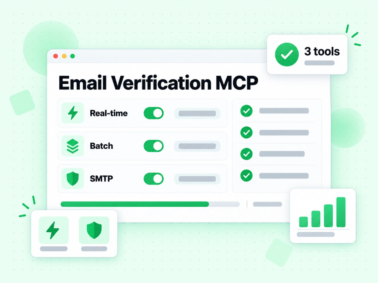 Email Verification MCP exposing real-time, batch, and SMTP verification tools