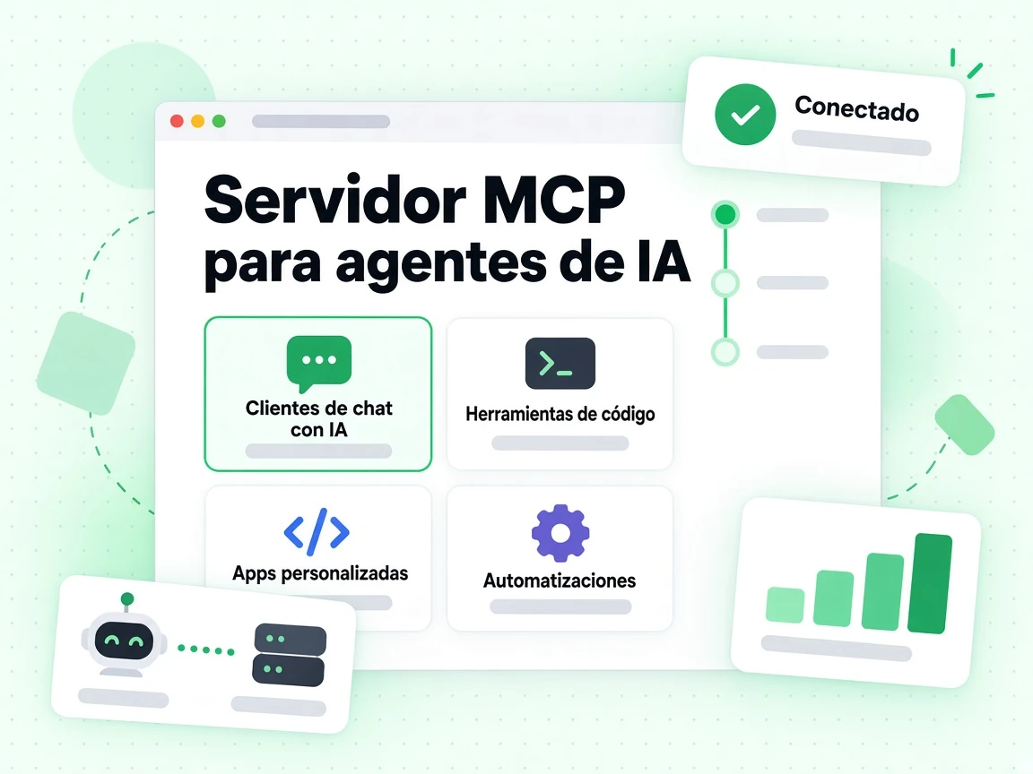 Servidor MCP para agentes de IA en Clientes de chat con IA, Herramientas de código y Apps personalizadas
