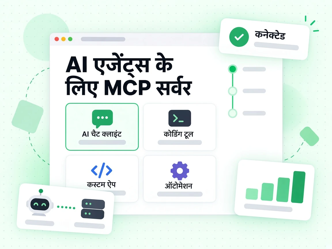 AI एजेंट्स के लिए MCP सर्वर AI चैट क्लाइंट, कोडिंग टूल और कस्टम ऐप से उपयोग योग्य