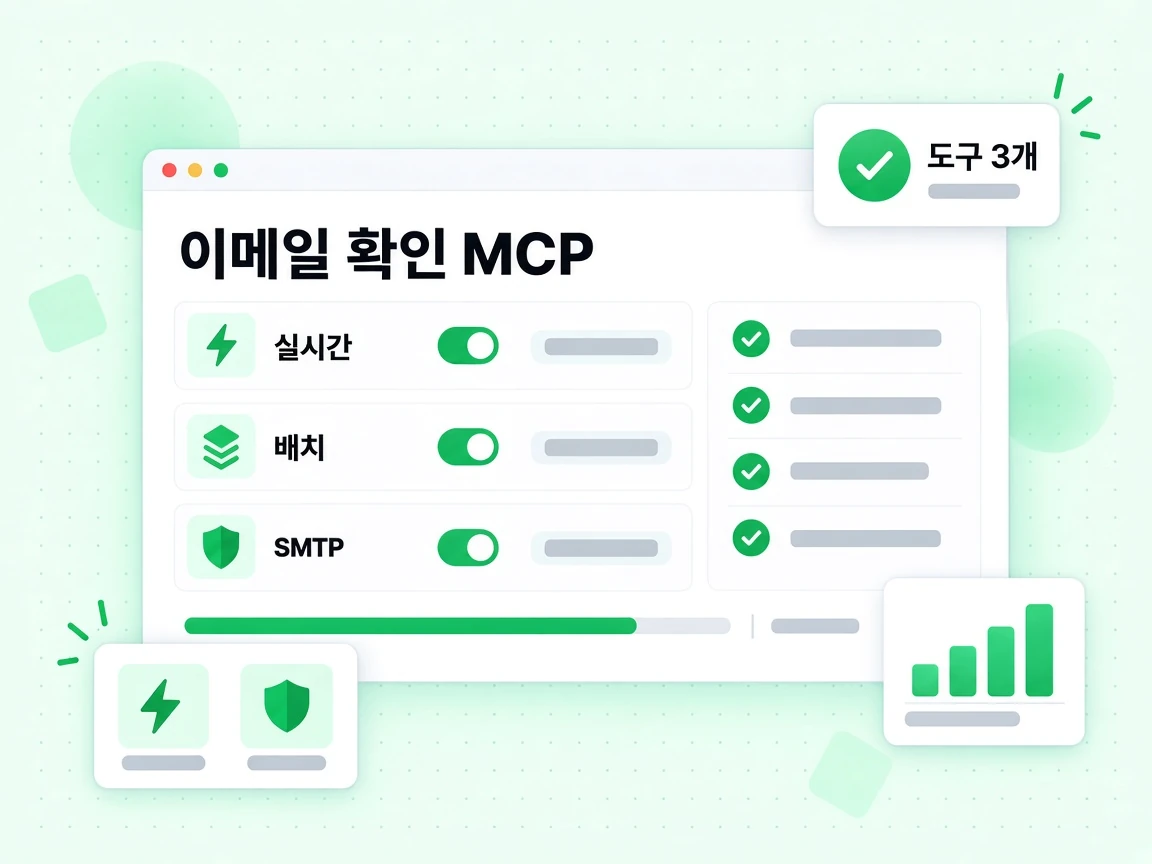 이메일 확인 MCP가 실시간, 배치, SMTP 검증 도구를 제공하는 화면