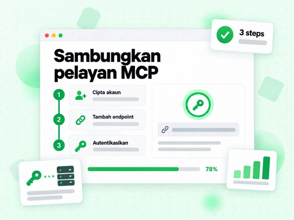 Sambungkan pelayan MCP dalam tiga langkah: Cipta akaun, Tambah endpoint dan Autentikasikan