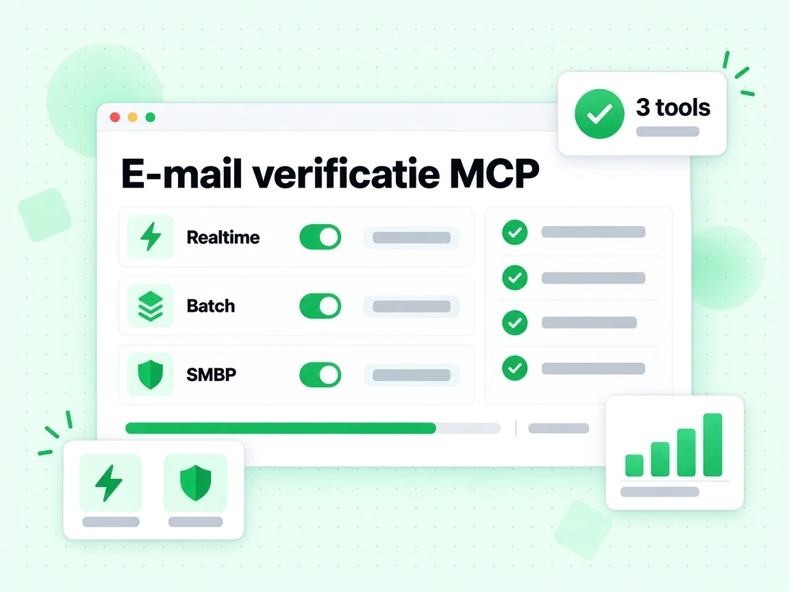 E-mailverificatie MCP die tools voor realtime, batch- en SMTP-verificatie aanbiedt