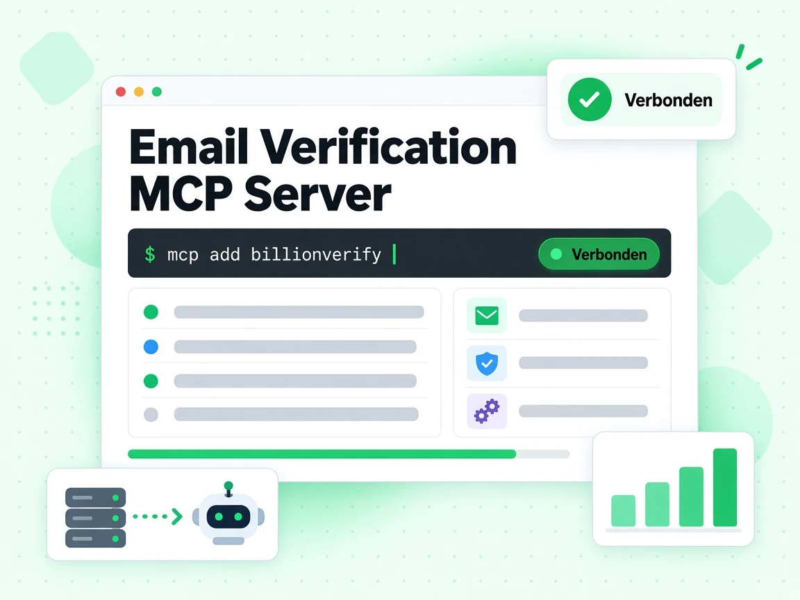 Email Verification MCP Server met een installatiecommando van één regel en de status Verbonden