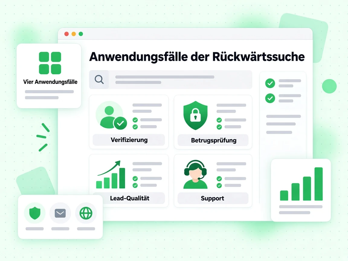 Anwendungsfälle der Rückwärtssuche als Karten für Verifizierung, Betrugsprüfung, Lead-Qualität und Support