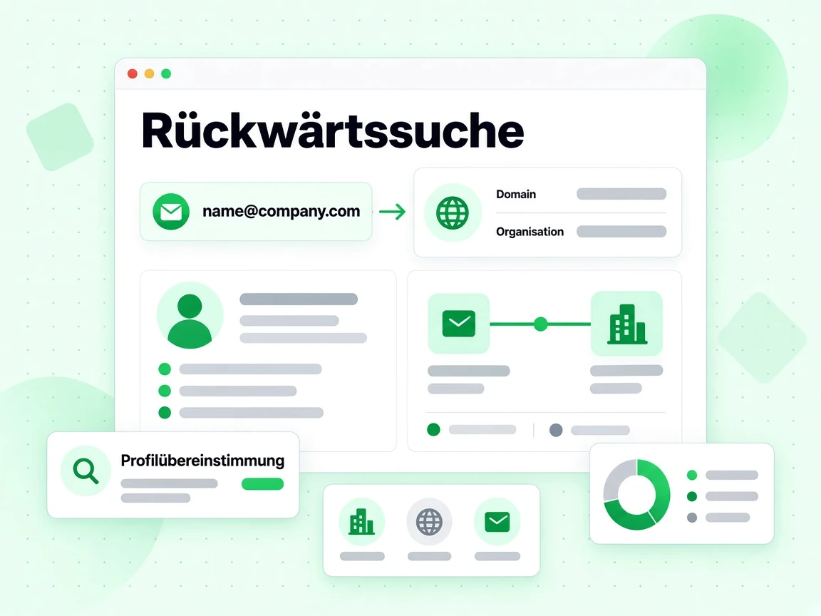Rückwärtssuche verknüpft eine Adresse mit einem Domain- und Organisation-Profil samt Profilübereinstimmung