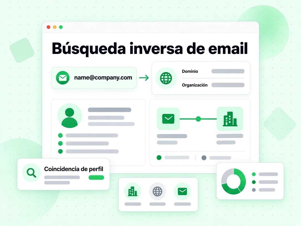 Búsqueda inversa de email enlaza una dirección con perfil de Dominio y Organización y Coincidencia de perfil