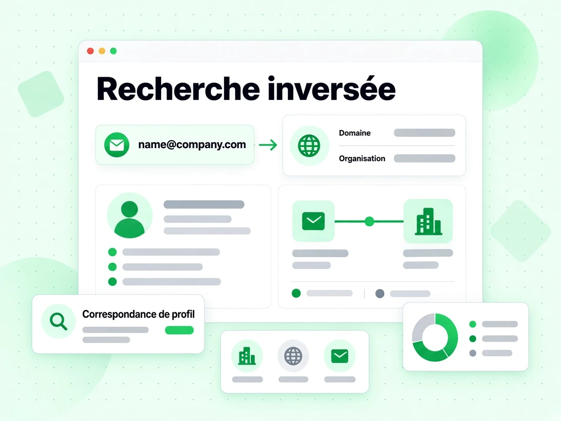 Recherche inversée reliant une adresse à un profil Domaine et Organisation via une carte de correspondance.