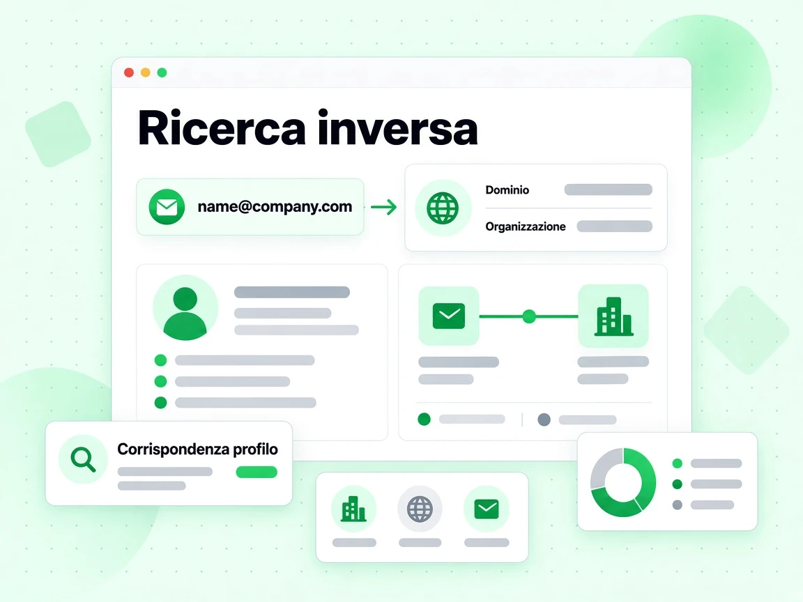 Ricerca inversa collega un indirizzo a Dominio e Organizzazione, con la scheda Corrispondenza profilo.