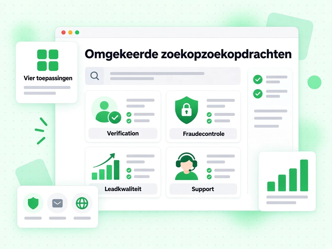 Omgekeerde zoekopdracht toepassingen als kaarten voor verificatie, fraudecontrole, leadkwaliteit en support