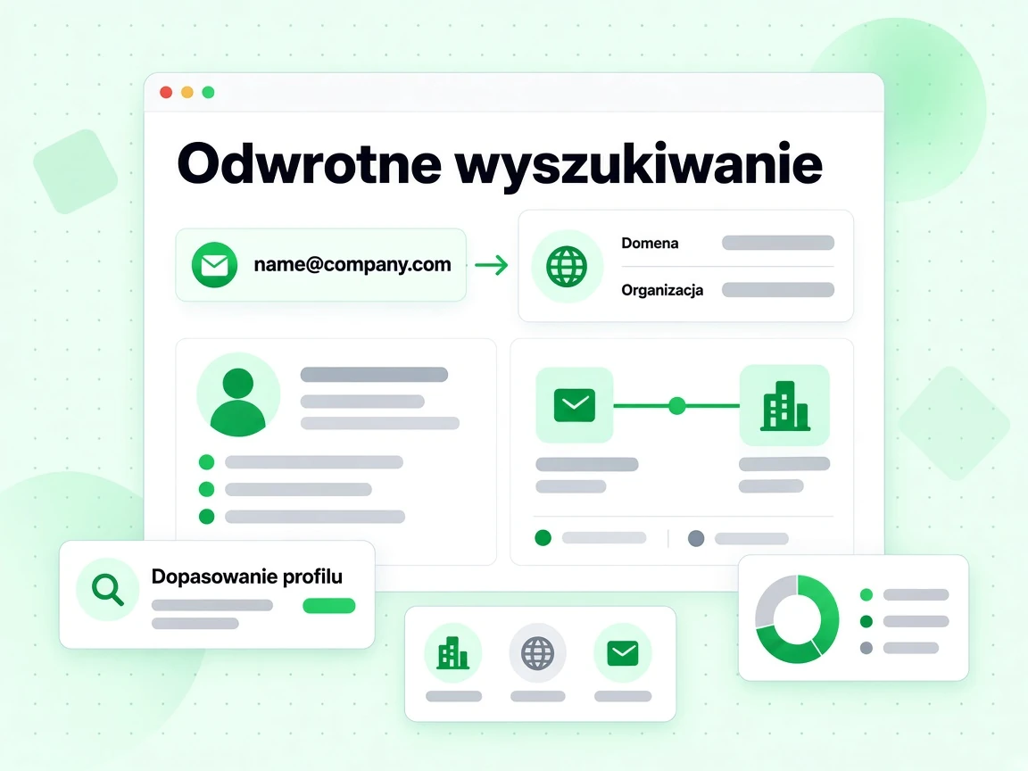 Odwrotne wyszukiwanie łączy name@company.com z wierszami Domena i Organizacja oraz kartą Dopasowanie profilu