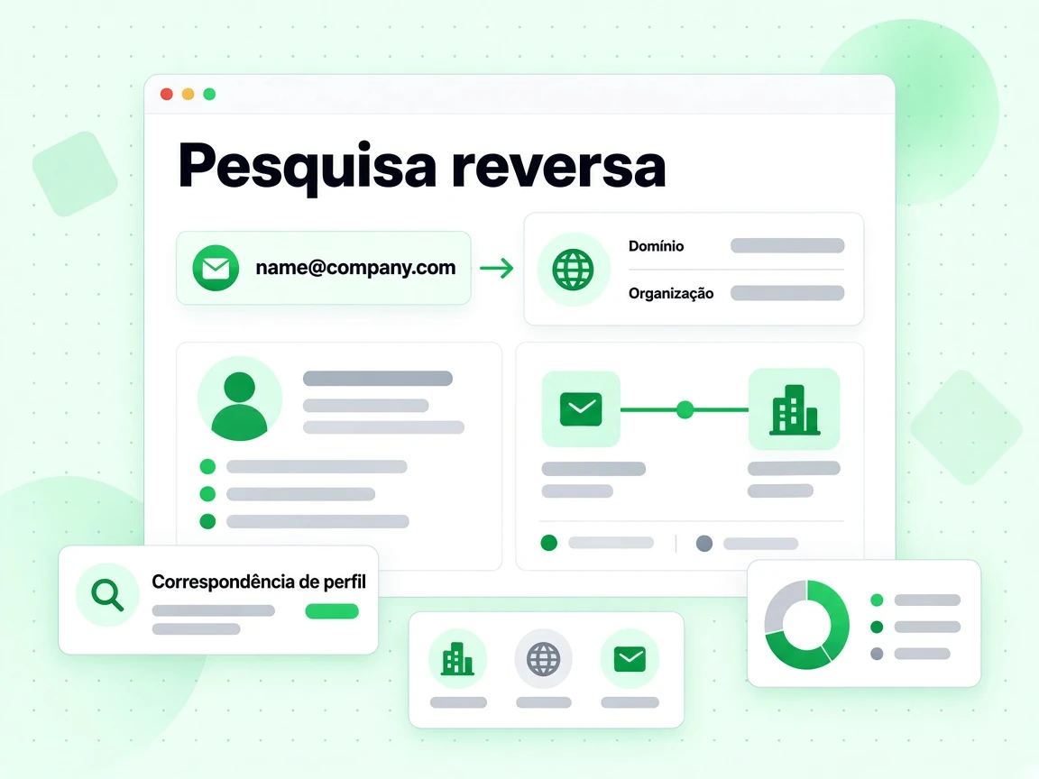 Pesquisa reversa liga name@company.com ao perfil de Domínio e Organização no card Correspondência de perfil