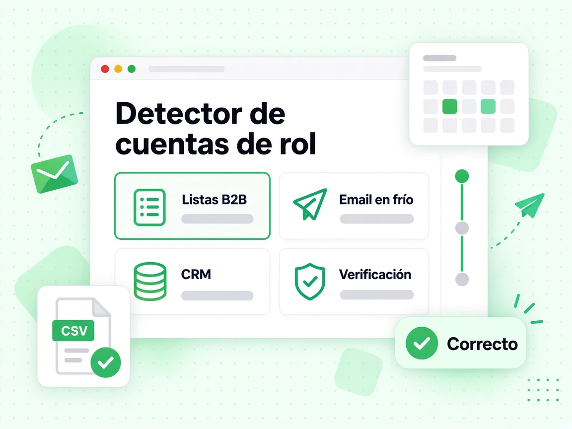 Detector de cuentas de rol en Listas B2B, Email en frío, CRM y Verificación