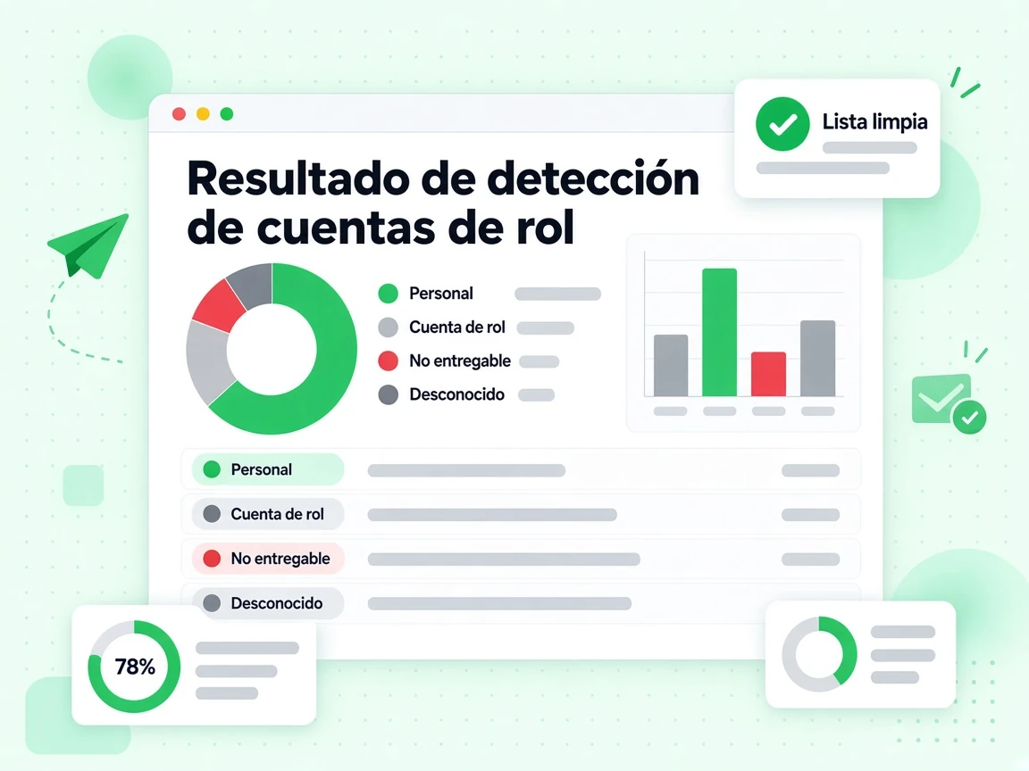 Panel del Resultado de detección de cuentas de rol: personal, Cuenta de rol, No entregable y Desconocido