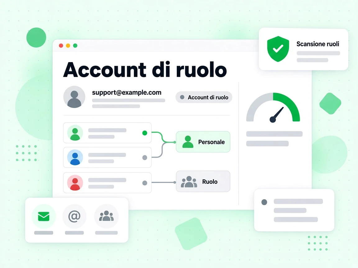 Scansione ruoli mostra un solo indirizzo email accanto al flag Account di ruolo.