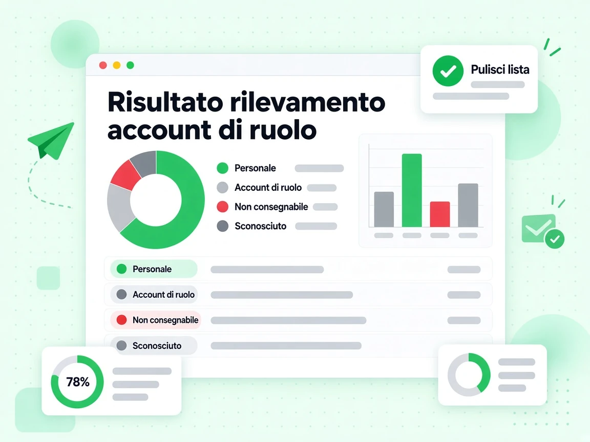 Risultato rilevamento account di ruolo: Personale, Account di ruolo, Non consegnabile e Sconosciuto.