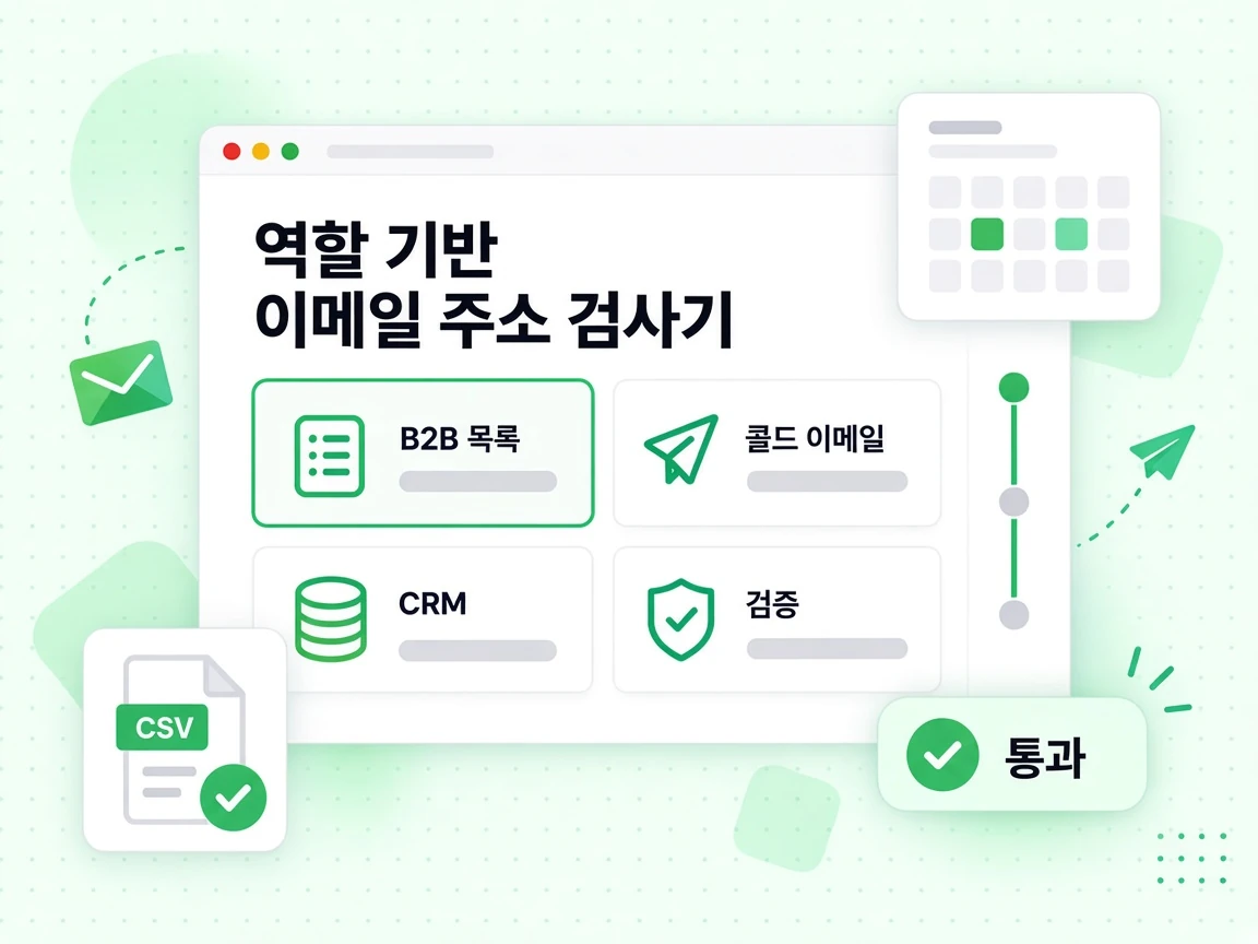 B2B 리스트, 콜드 이메일, CRM, 검증에 쓰는 역할 기반 이메일 주소 검사기