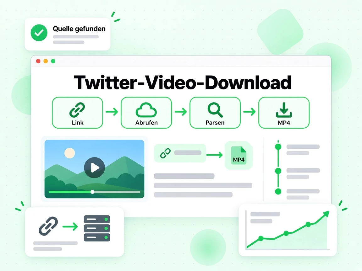 Twitter-Video-Download führt von einem Post-Link zu einer nativen MP4-Datei