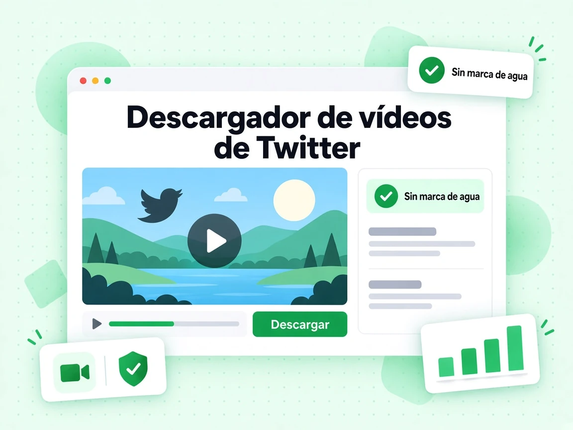 Descargador de vídeos de Twitter gratuito guarda un vídeo público, Sin marca de agua, con el botón Descargar
