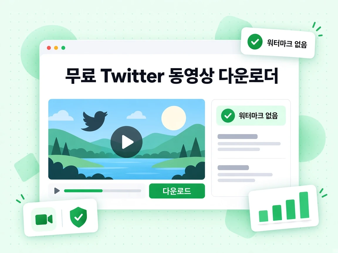 무료 Twitter 동영상 다운로더가 워터마크 없이 공개 게시물 동영상을 저장하는 모습을 보여줍니다