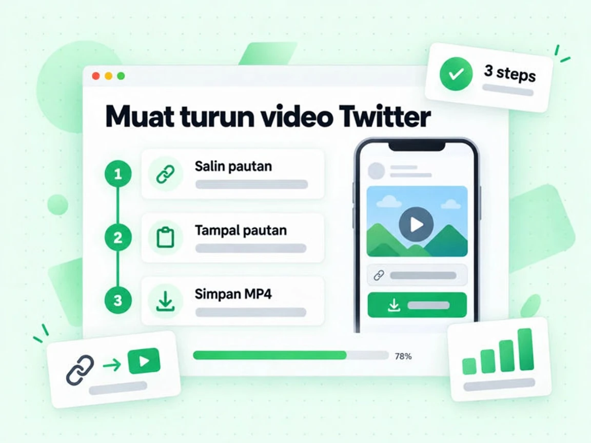 Muat turun video Twitter dalam tiga langkah: Salin pautan, Tampal pautan dan Simpan MP4