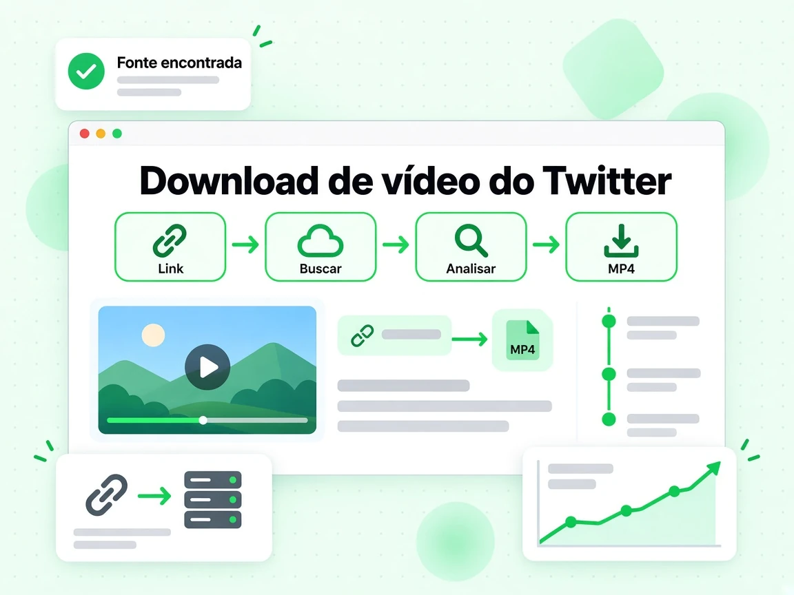 Download de vídeo do Twitter parte do Link, passa por Buscar e Analisar e entrega o MP4 com Fonte encontrada