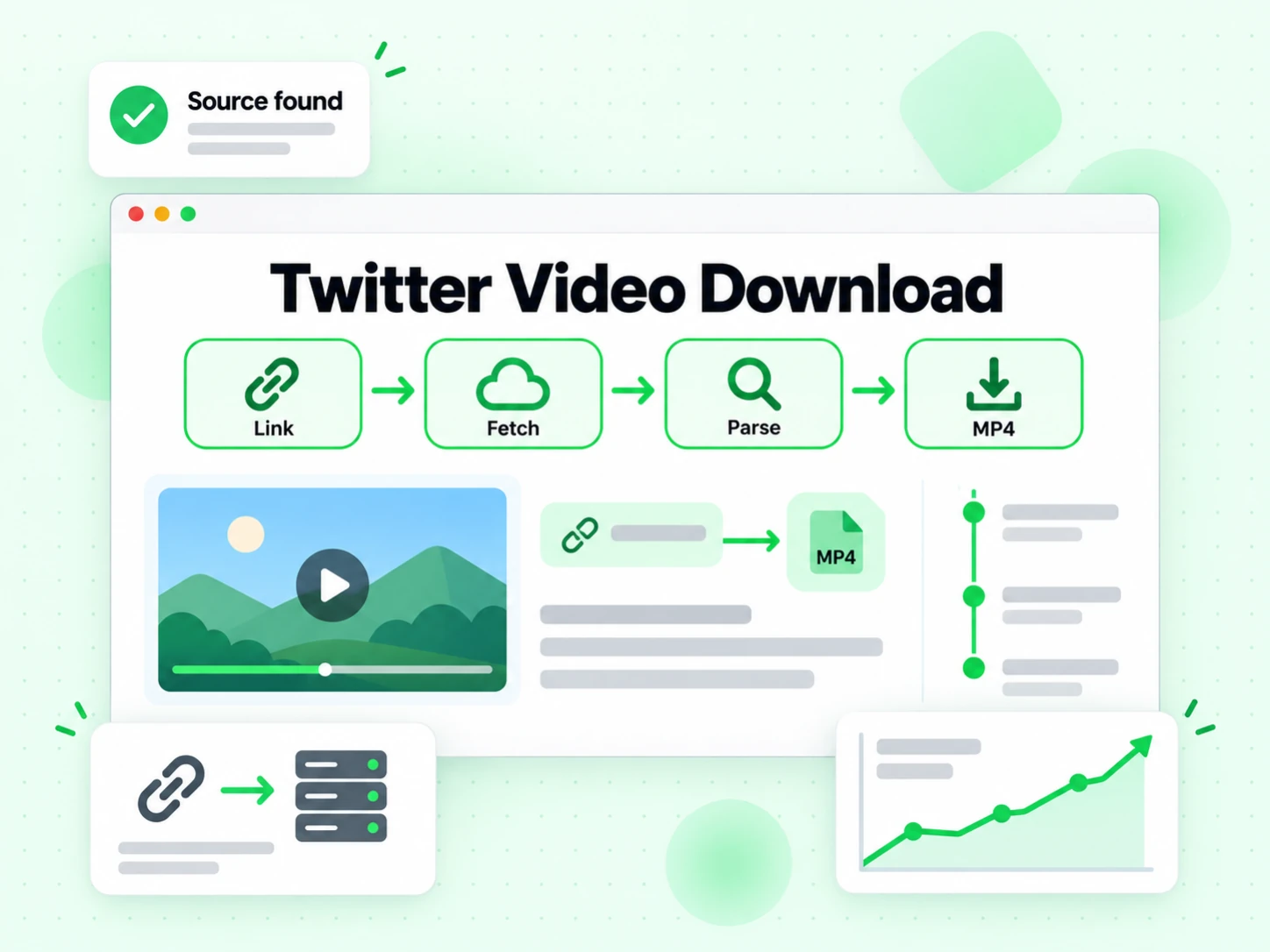 Twitter Video Download flow from a post link to a native MP4 file