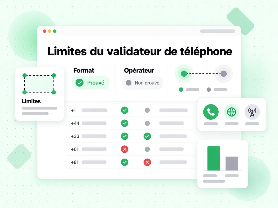 Limites du validateur de téléphone opposant les contrôles Format Prouvés aux contrôles Opérateur Non prouvés.