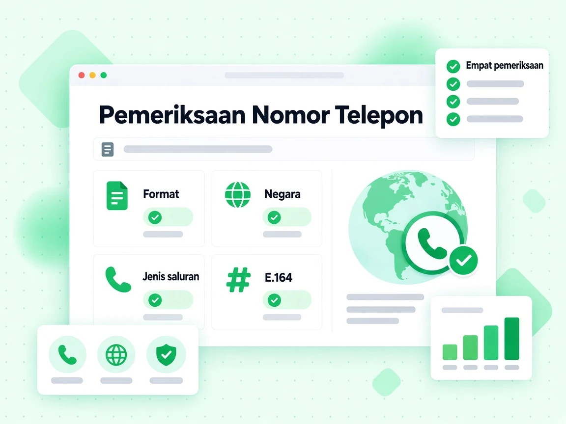 Pemeriksaan Nomor Telepon untuk Format, Country, Line type dan E.164