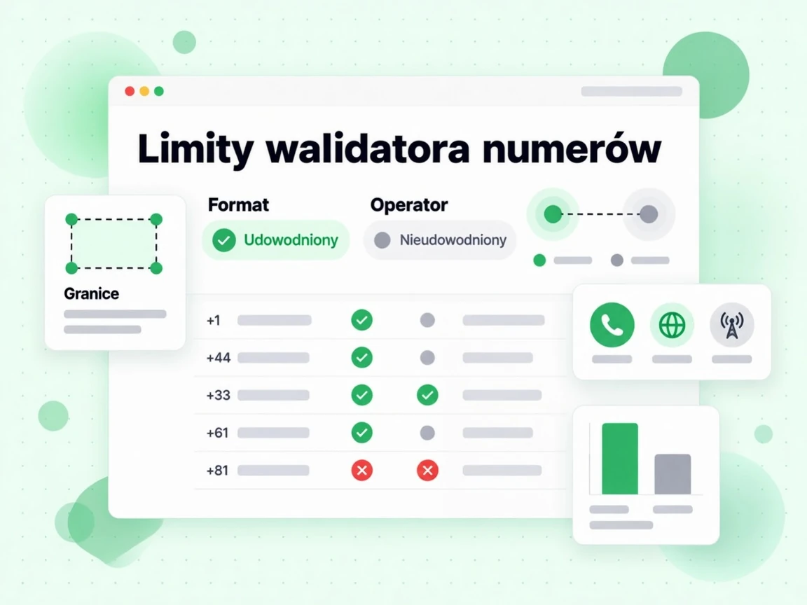 Limity walidatora numerów zestawiają udowodnione sprawdzenia Format z nieudowodnionymi sprawdzeniami Operator