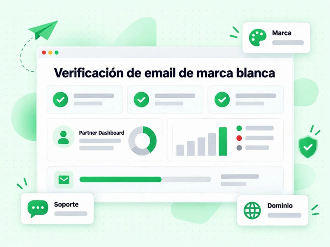 Verificación de email de marca blanca cubre Marca, Dominio y Soporte en el plan.
