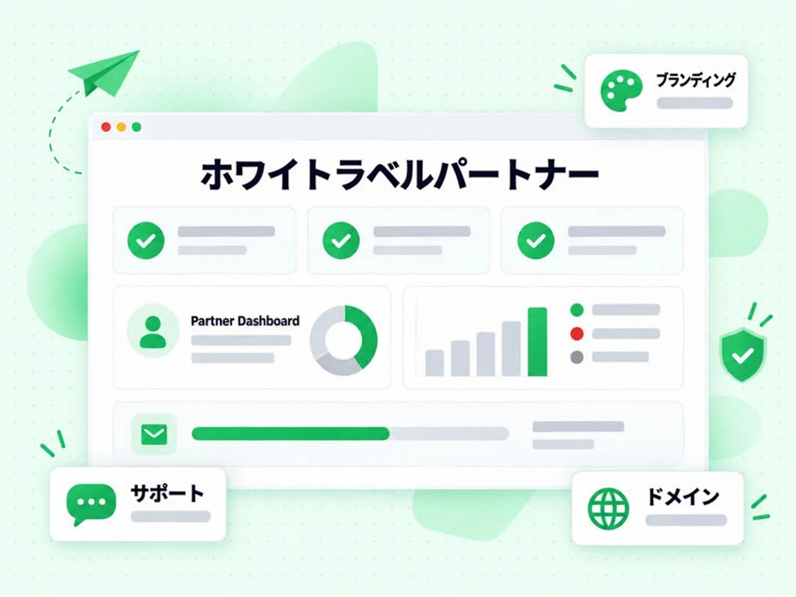 ホワイトラベルパートナーのプランはブランディング、ドメイン、サポートの 3 項目をカードで示す