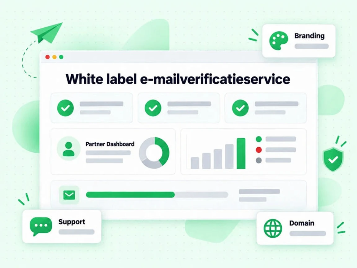White label e-mailverificatieservice partnerplan met branding, een eigen domein en support