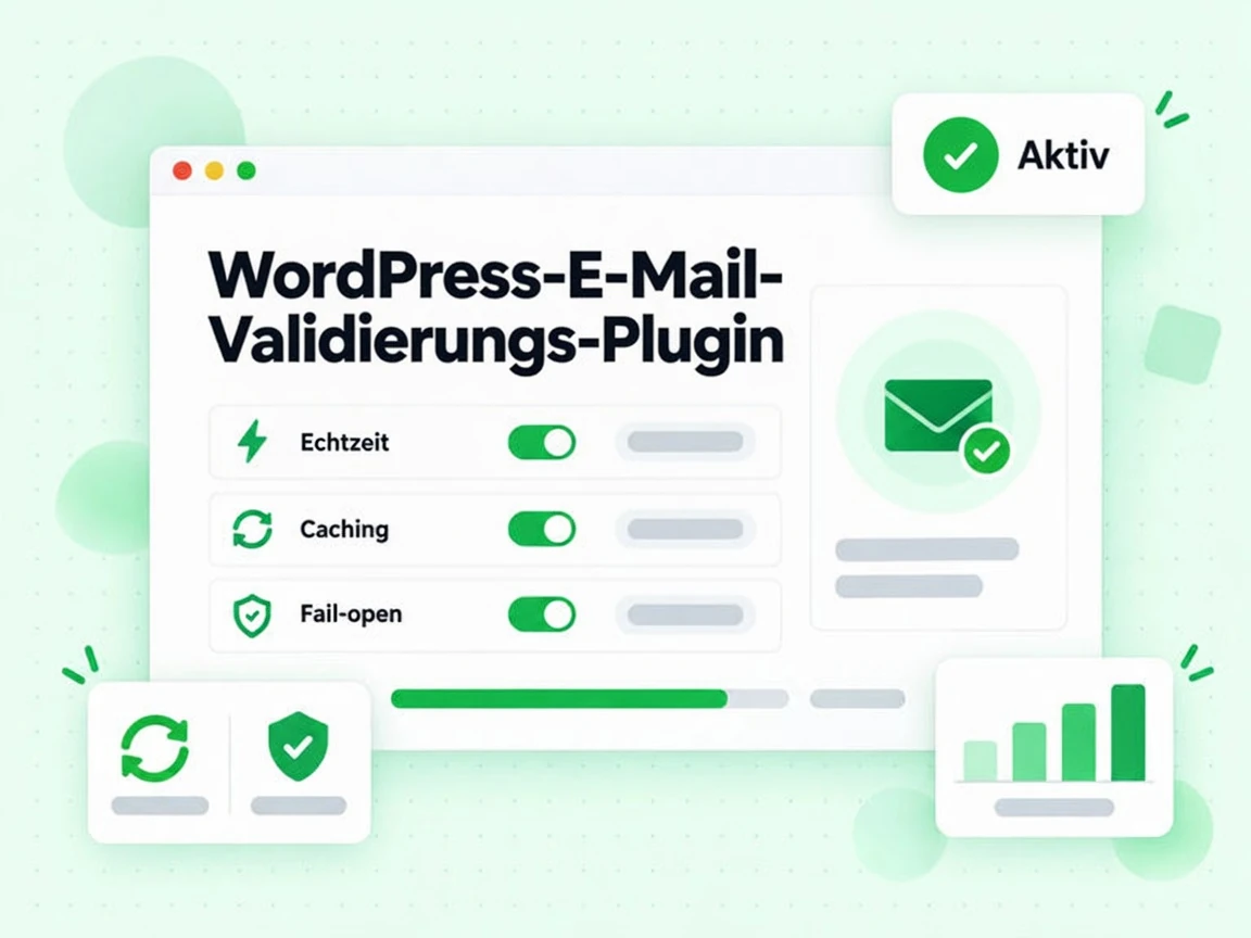 Das WordPress-E-Mail-Validierungs-Plugin prüft in Echtzeit, speichert im Cache, bleibt fail-open und ist Aktiv