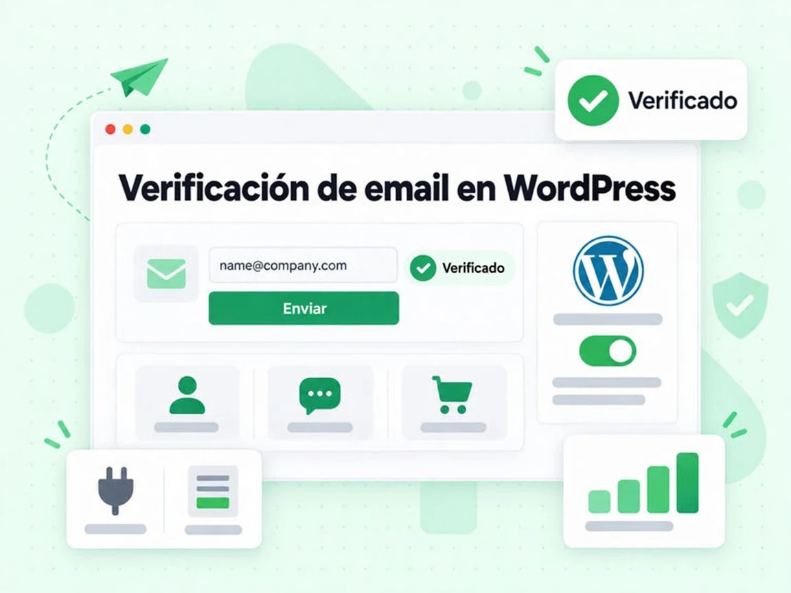 Verificación de email en WordPress comprueba la dirección al pulsar Enviar y muestra Verificado.
