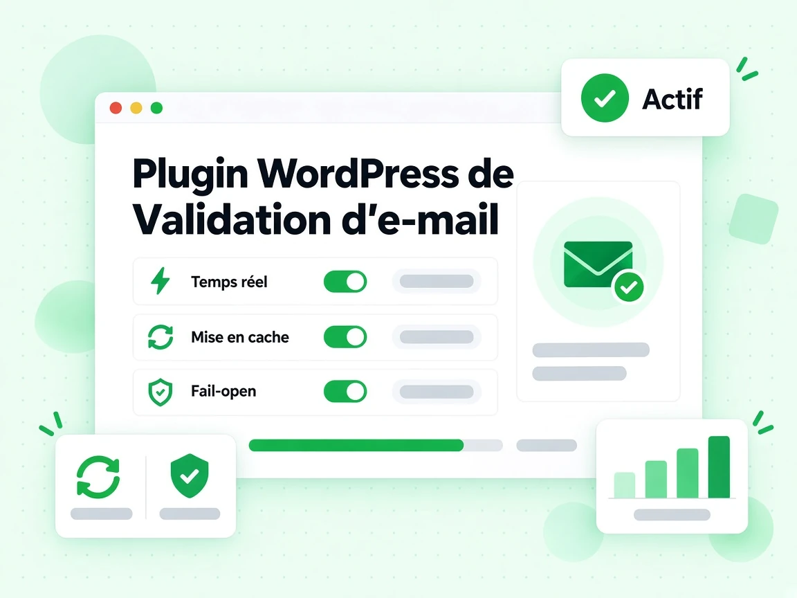 Plugin WordPress de validation d'e-mail : interface avec Temps réel, Mise en cache, Fail-open, Actif, 4_«8