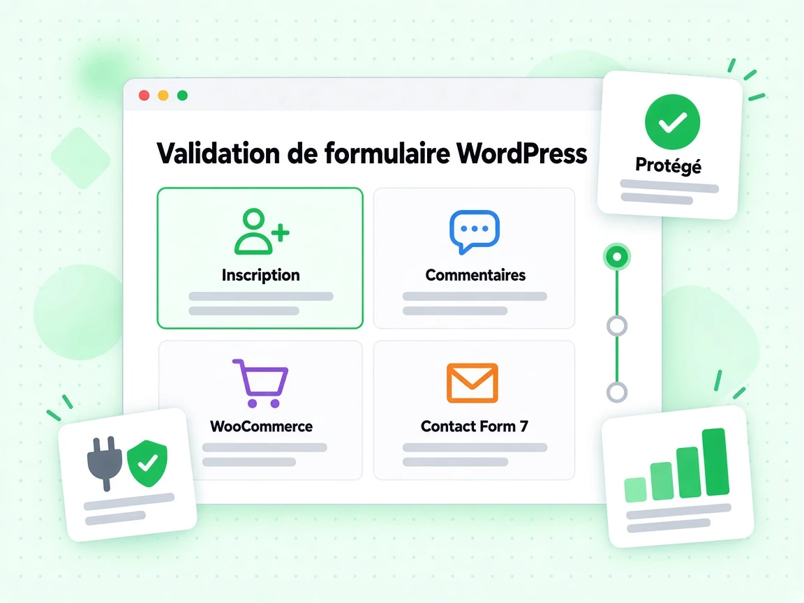 Validation de formulaire WordPress : interface avec Inscription, Commentaires, WooCommerce, Contact Form 7, Protégé