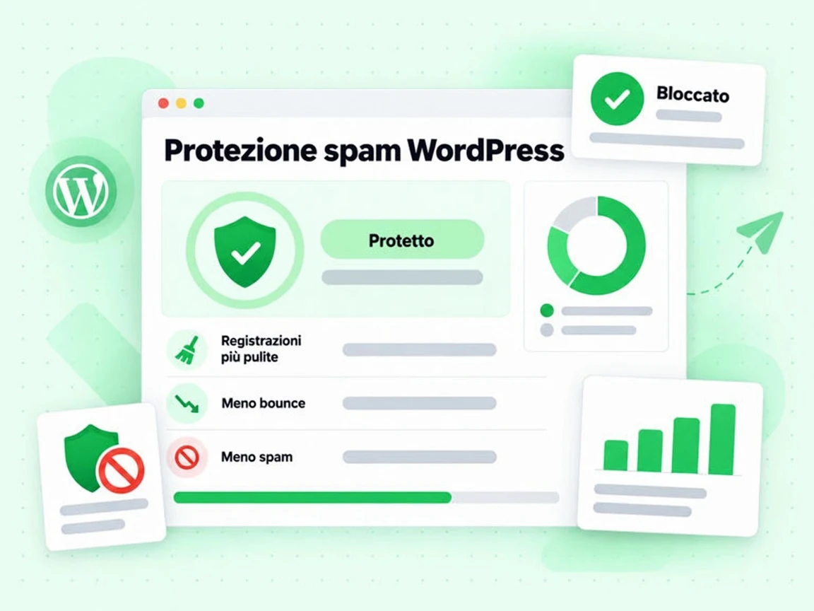 Protezione spam WordPress: riduce registrazioni false, bounce e spam