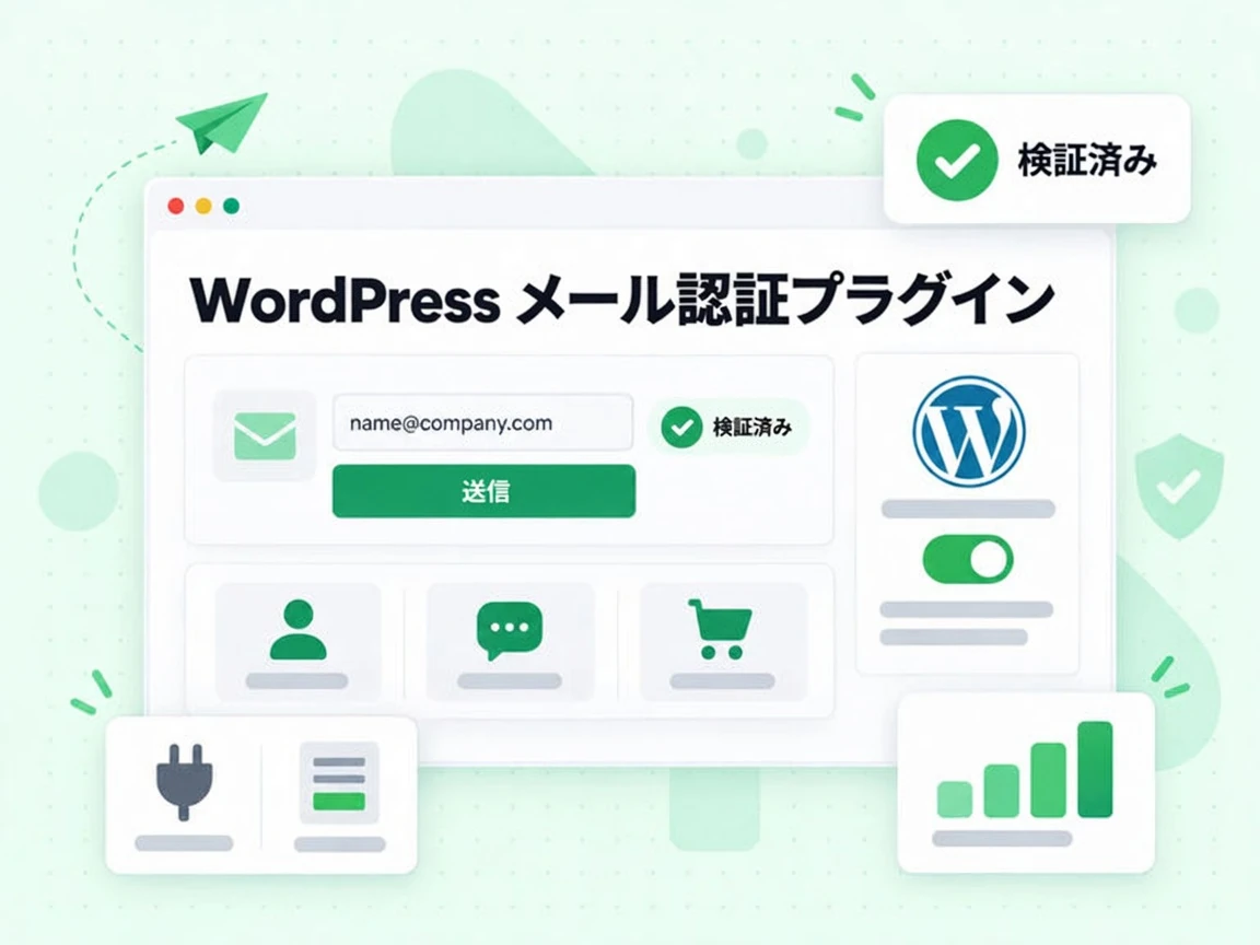 WordPress メール認証プラグインはフォーム送信時にアドレスを確認し、検証済みとする
