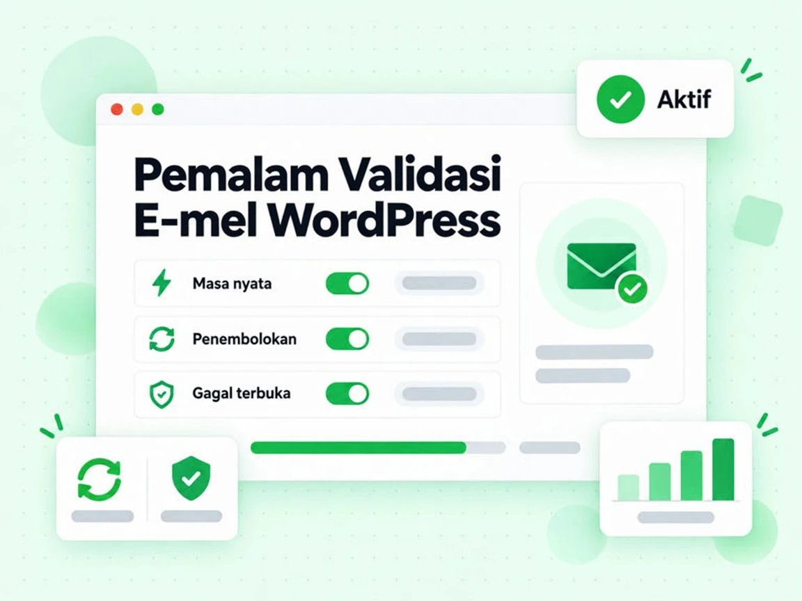 Pemalam Validasi E-mel WordPress dengan semakan Masa nyata, Penembolokan, Gagal terbuka dan status Aktif