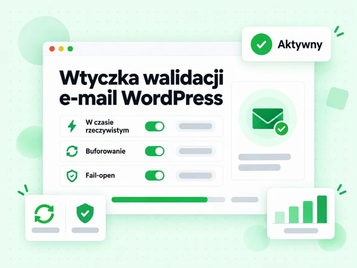 Wtyczka walidacji e-mail WordPress z kontrolą w czasie rzeczywistym, buforowaniem i zachowaniem fail-open